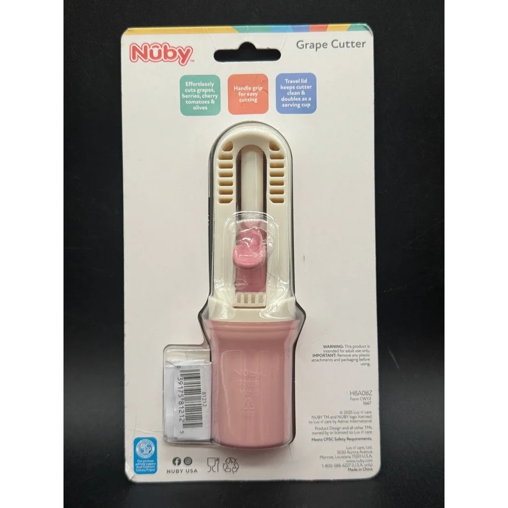 Nuby NEW Grape Cutter Pink Travel Lid Helps Reduce Choking Risk fruit‎ snacks